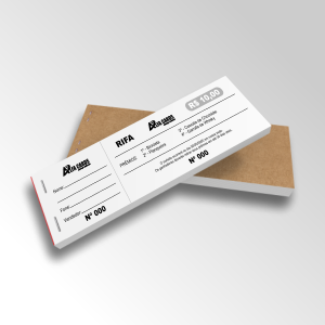 Rifa / Canhoto Apergaminhado 75g 152x72mm 1x0  Bloco 50 unid, Picote digital 